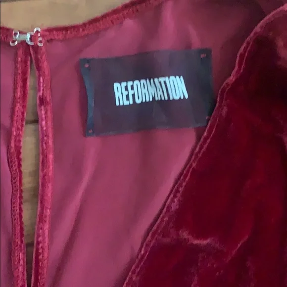 Reformation Velvet Blouse in Deep Red - Picture 2 of 3